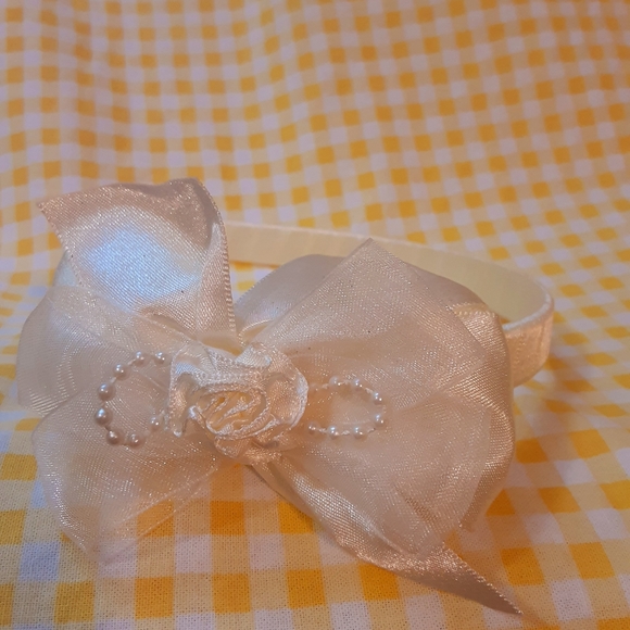 1FREE wP hairbands 2 satin purple&white w bows 2 plaid girl womens NWOT pretty - Picture 10 of 11